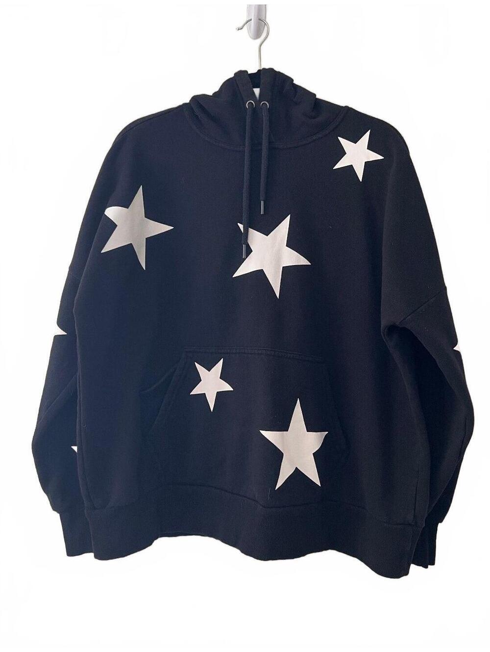 Zenana Black Hoodie with White Star Prints size XL